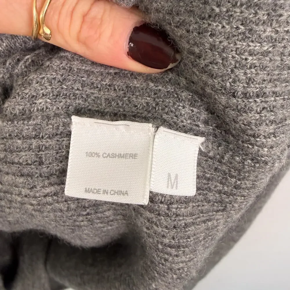 Kokun Men's Thermal Full Zip Cashmere Sweater Gray Medium